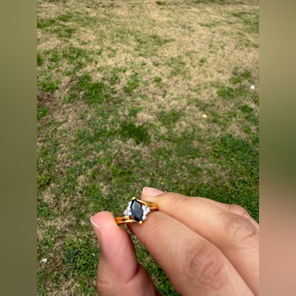 Gold Plated With  Black Women's Ring